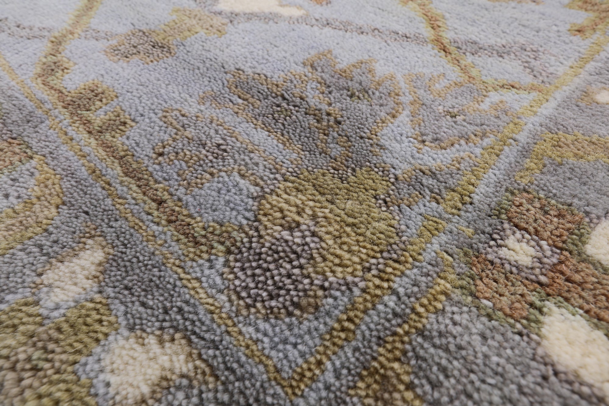 Ivory Turkish Oushak Hand Knotted Wool Area Rug - 8' 0" X 10' 0" - Golden Nile