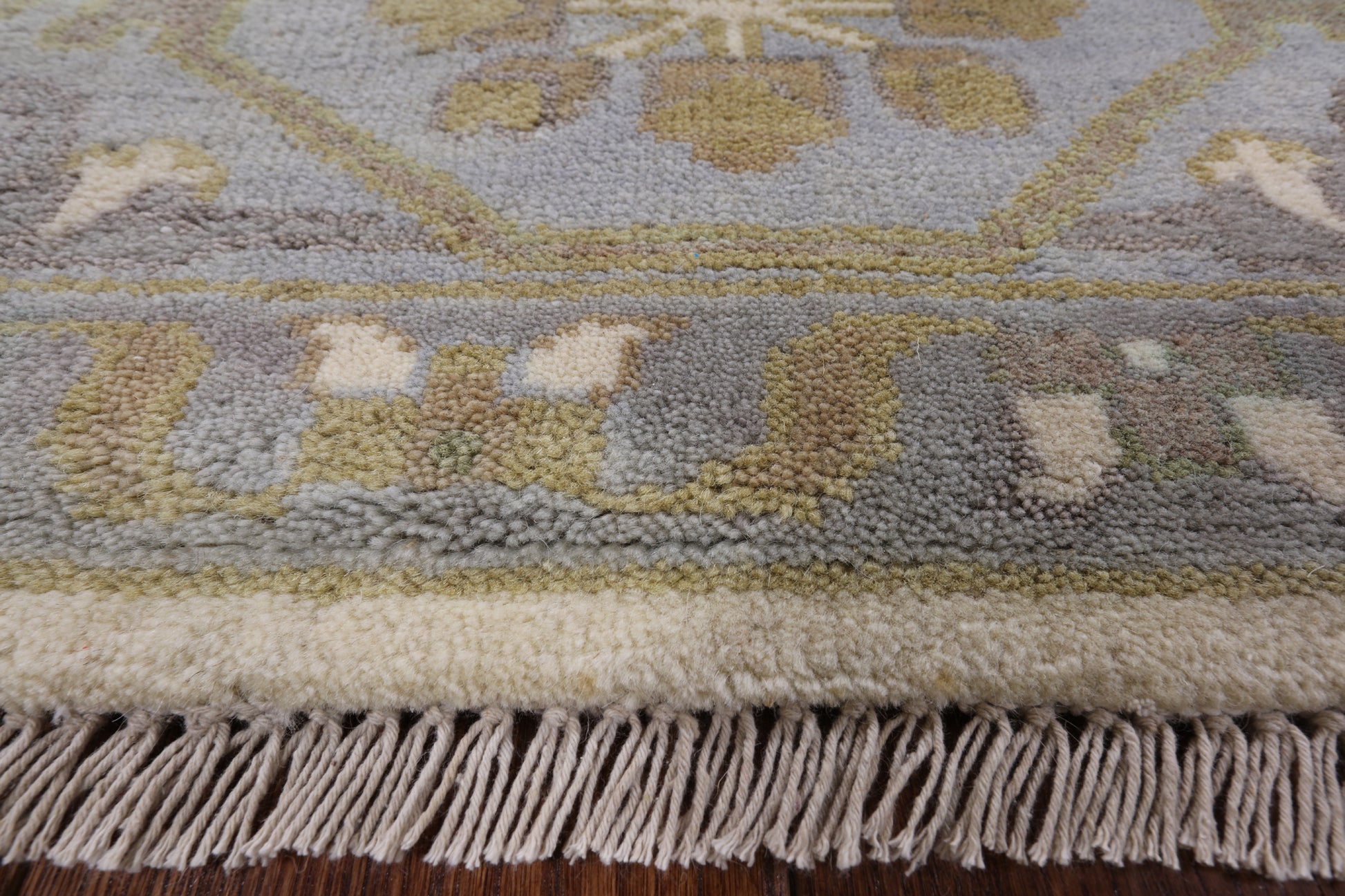 Ivory Turkish Oushak Hand Knotted Wool Area Rug - 8' 0" X 10' 0" - Golden Nile