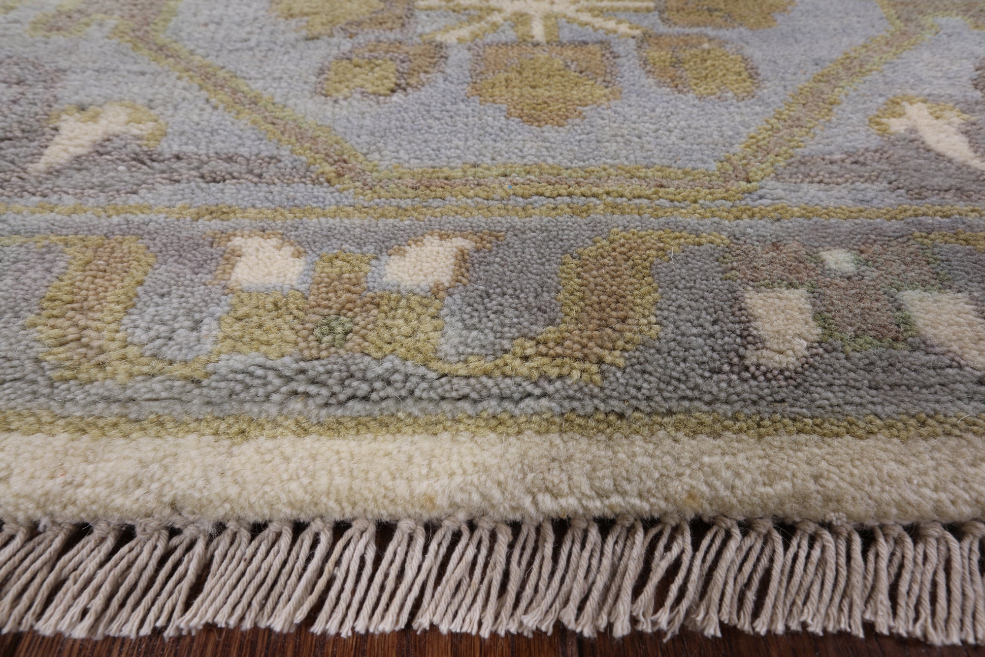 Ivory Turkish Oushak Hand Knotted Wool Area Rug - 8' 0" X 10' 0" - Golden Nile