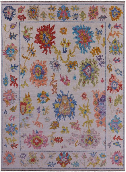 Ivory Turkish Oushak Hand Knotted Wool Rug - 10' 2" X 13' 9" - Golden Nile