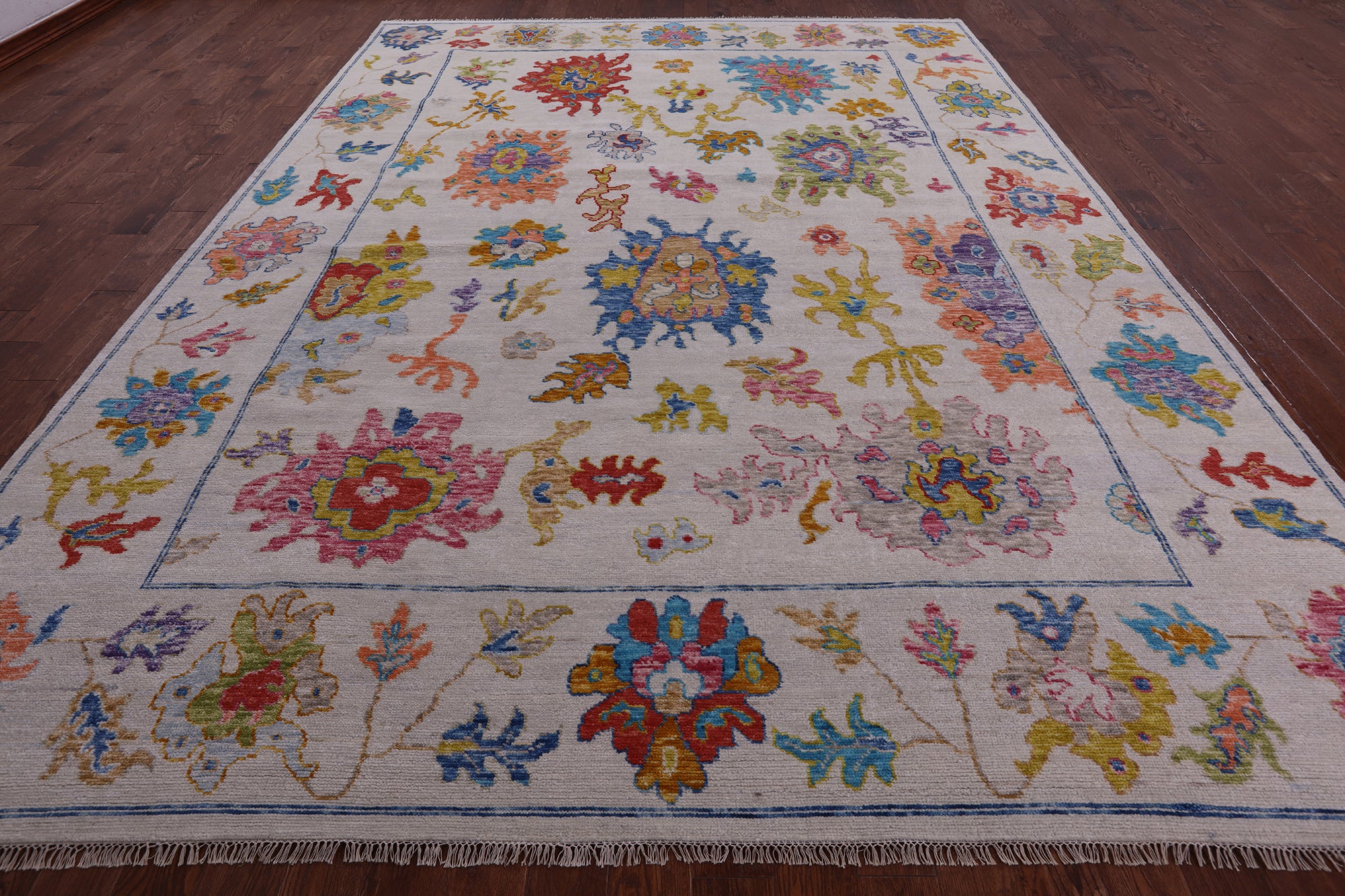 Ivory Turkish Oushak Hand Knotted Wool Rug - 10' 2" X 13' 9" - Golden Nile