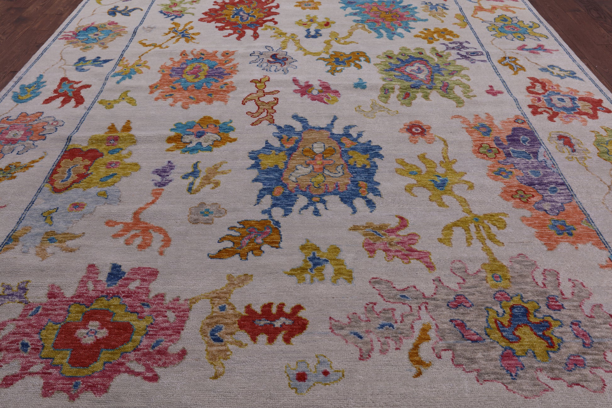 Ivory Turkish Oushak Hand Knotted Wool Rug - 10' 2" X 13' 9" - Golden Nile