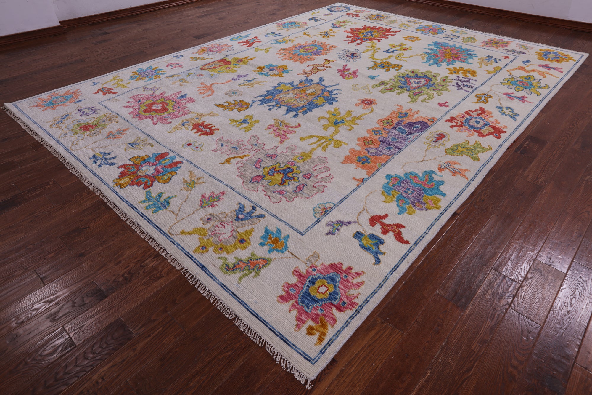 Ivory Turkish Oushak Hand Knotted Wool Rug - 10' 2" X 13' 9" - Golden Nile