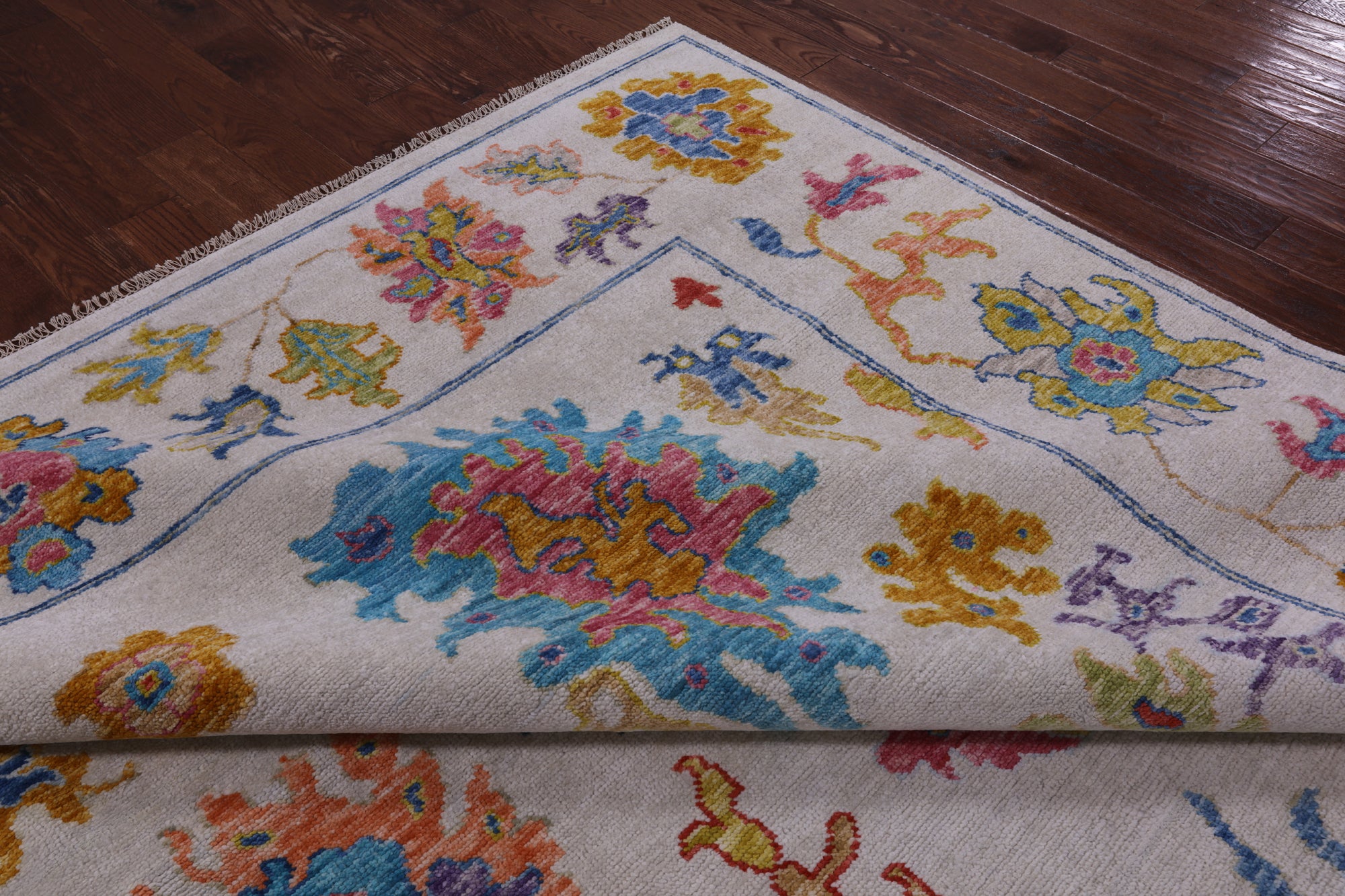 Ivory Turkish Oushak Hand Knotted Wool Rug - 10' 2" X 13' 9" - Golden Nile