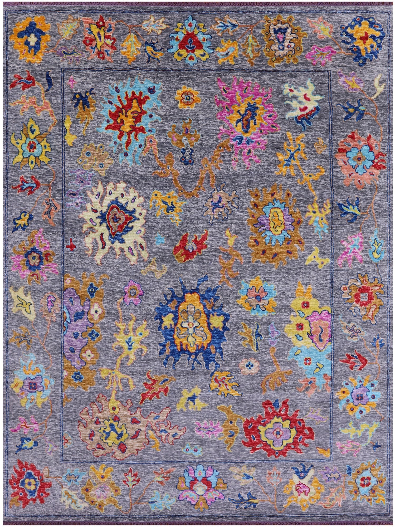 Grey Turkish Oushak Handmade Wool Rug - 8' 11" X 12' 0" - Golden Nile