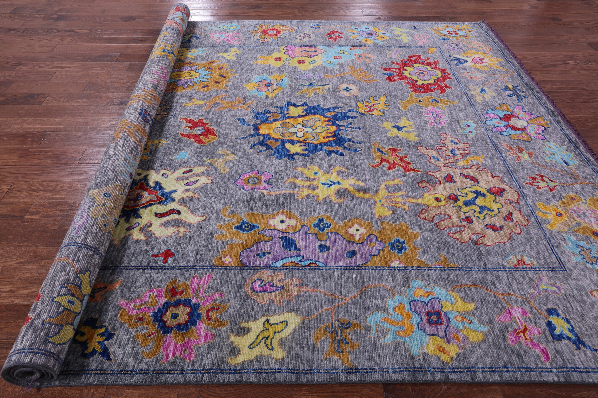 Grey Turkish Oushak Handmade Wool Rug - 8' 11" X 12' 0" - Golden Nile