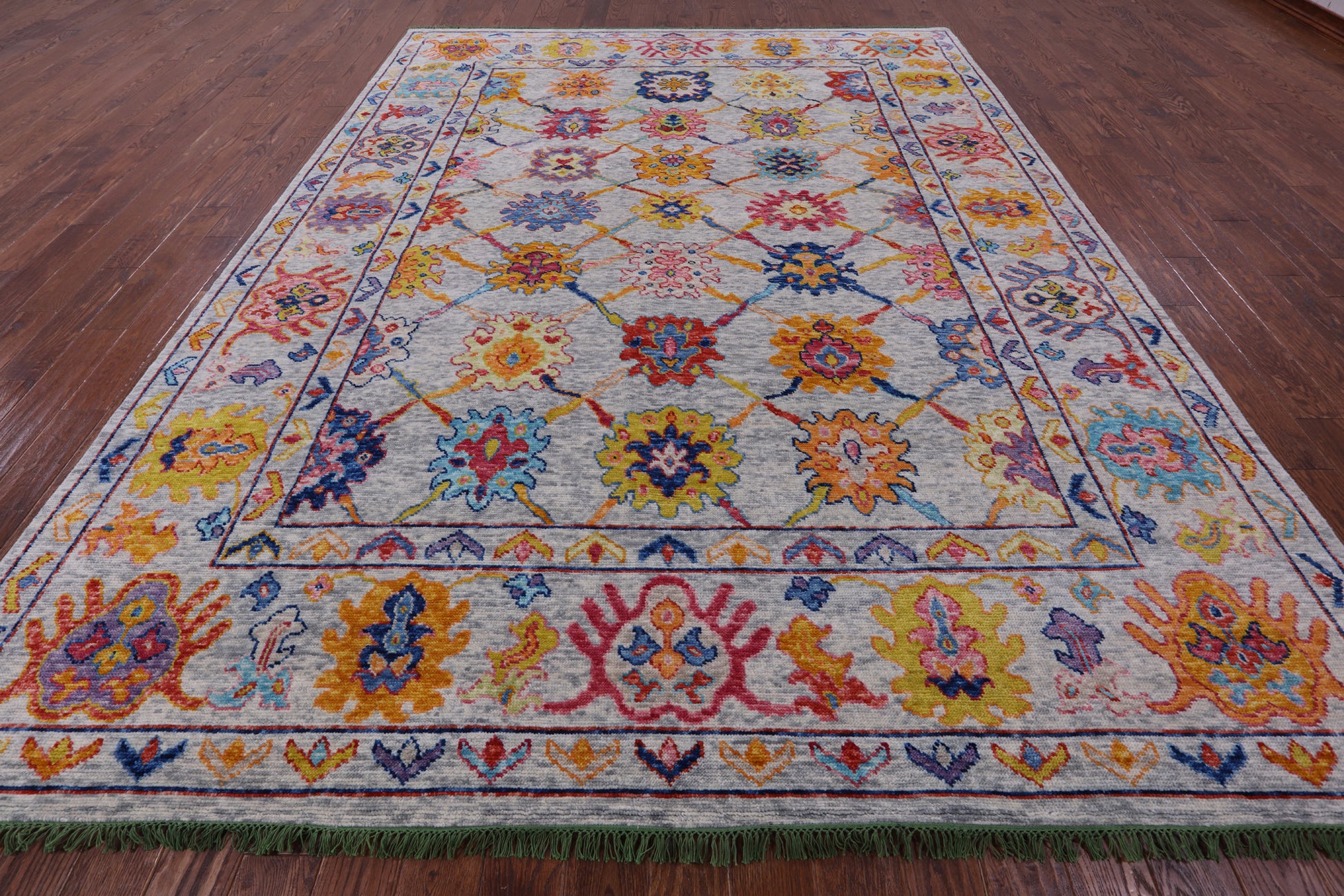 Grey Turkish Oushak Hand Knotted Wool Rug - 9' 1" X 11' 11" - Golden Nile