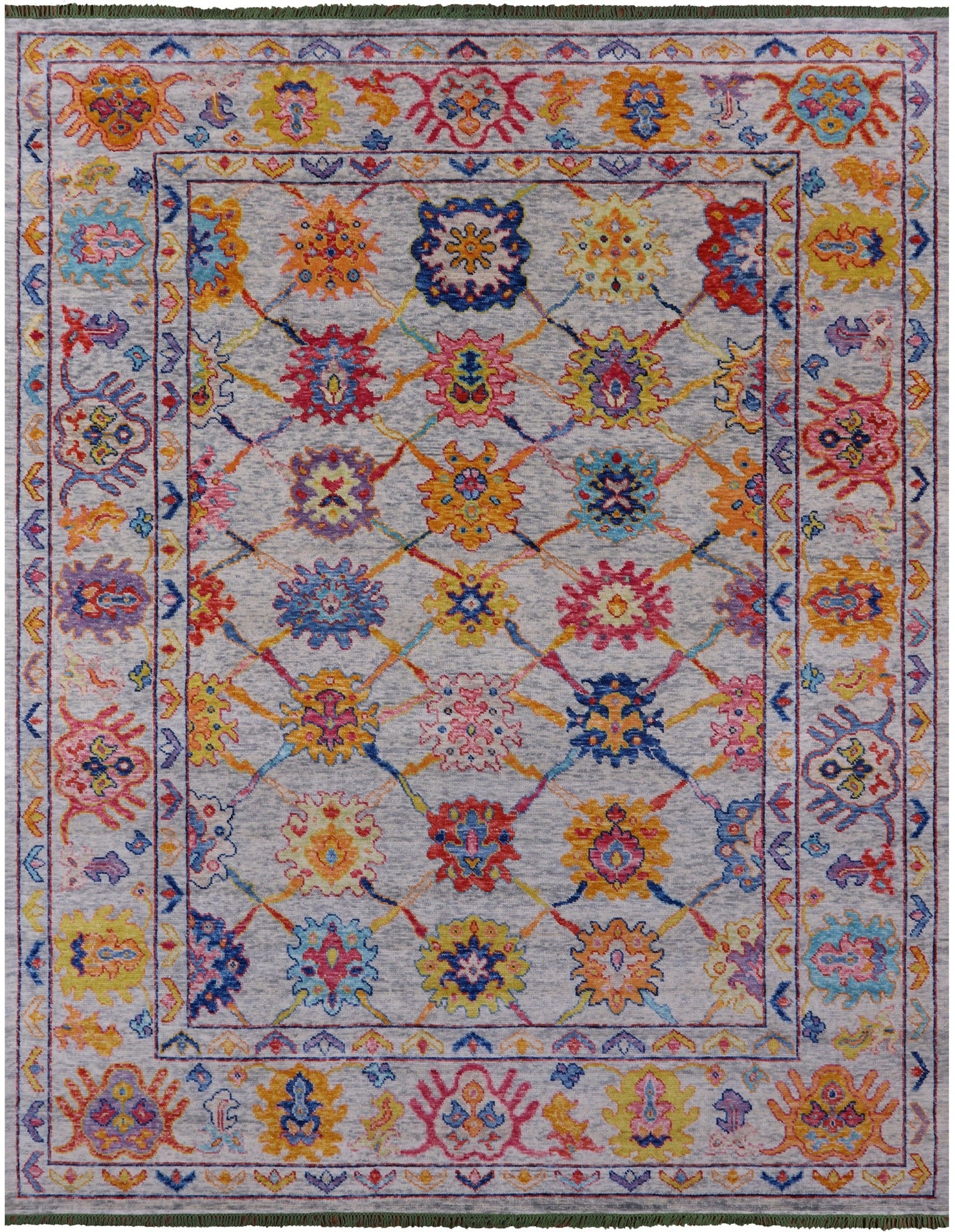 Grey Turkish Oushak Hand Knotted Wool Rug - 9' 1" X 11' 11" - Golden Nile