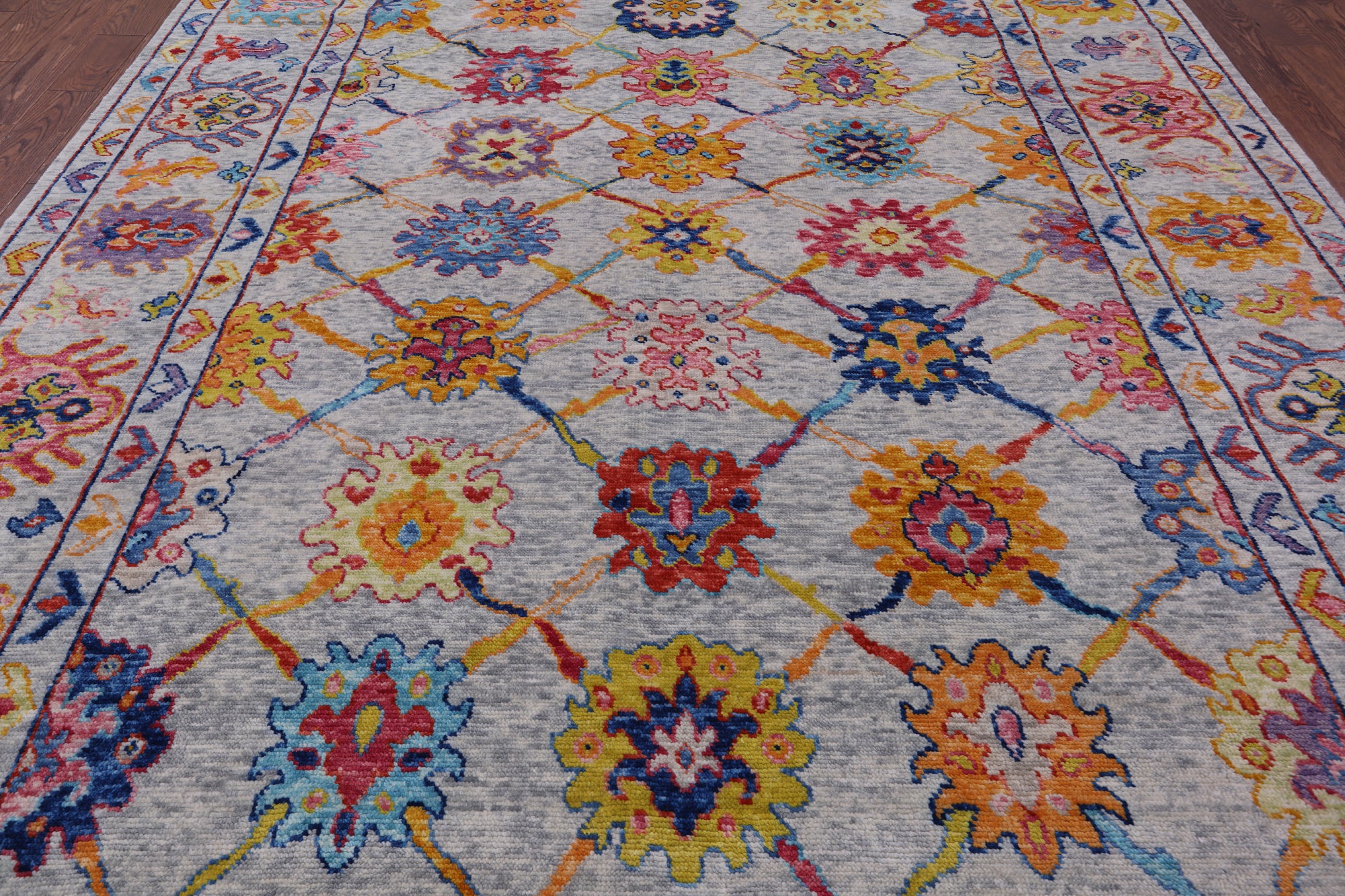 Grey Turkish Oushak Hand Knotted Wool Rug - 9' 1" X 11' 11" - Golden Nile