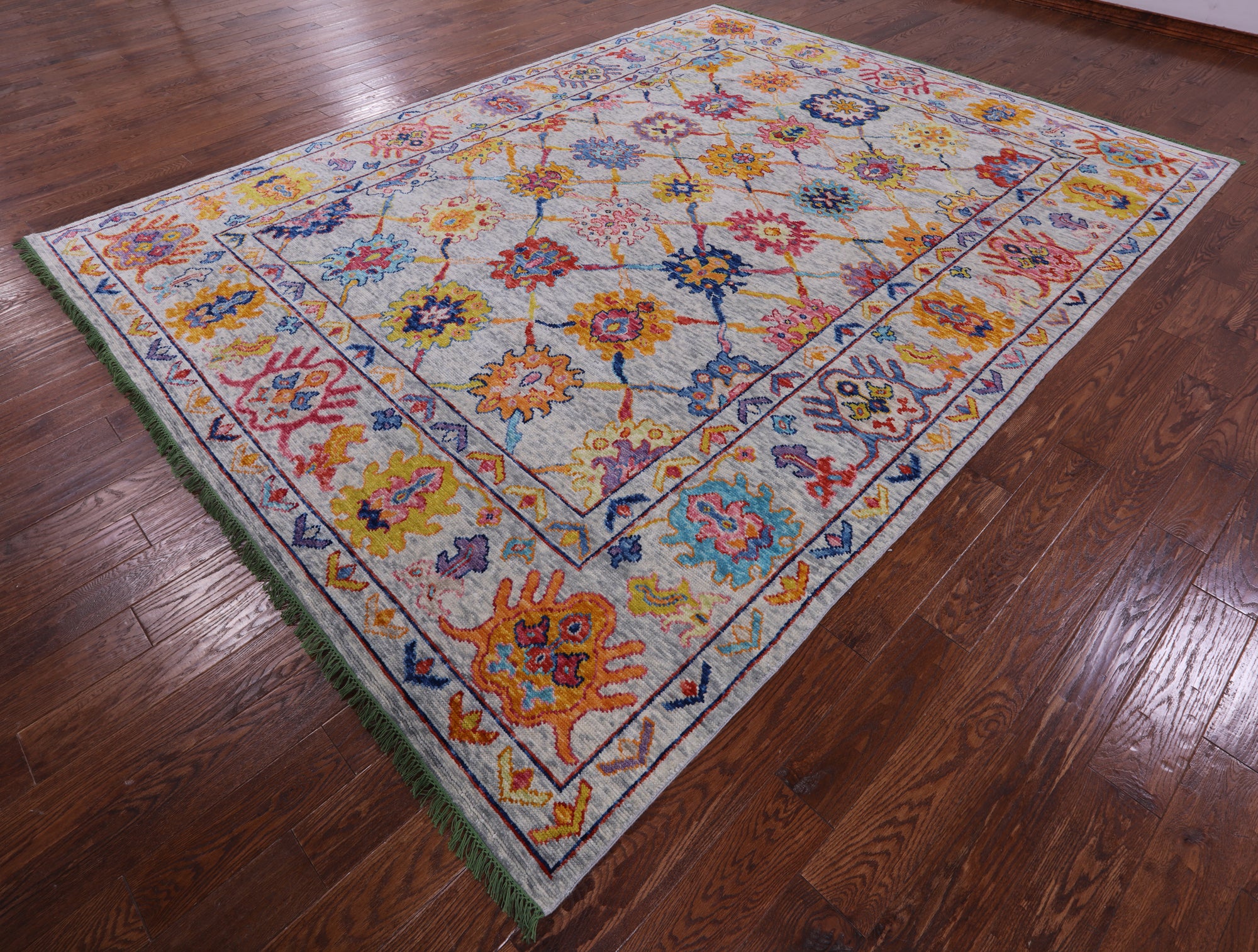 Grey Turkish Oushak Hand Knotted Wool Rug - 9' 1" X 11' 11" - Golden Nile