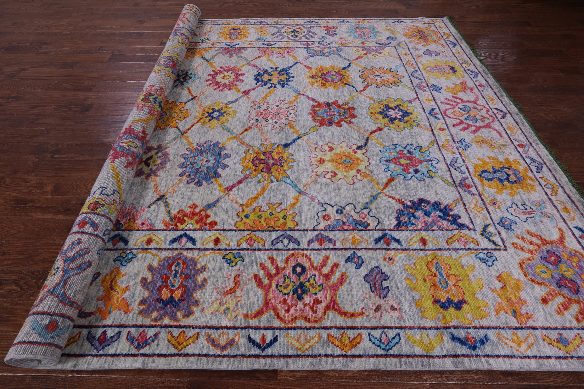 Grey Turkish Oushak Hand Knotted Wool Rug - 9' 1" X 11' 11" - Golden Nile