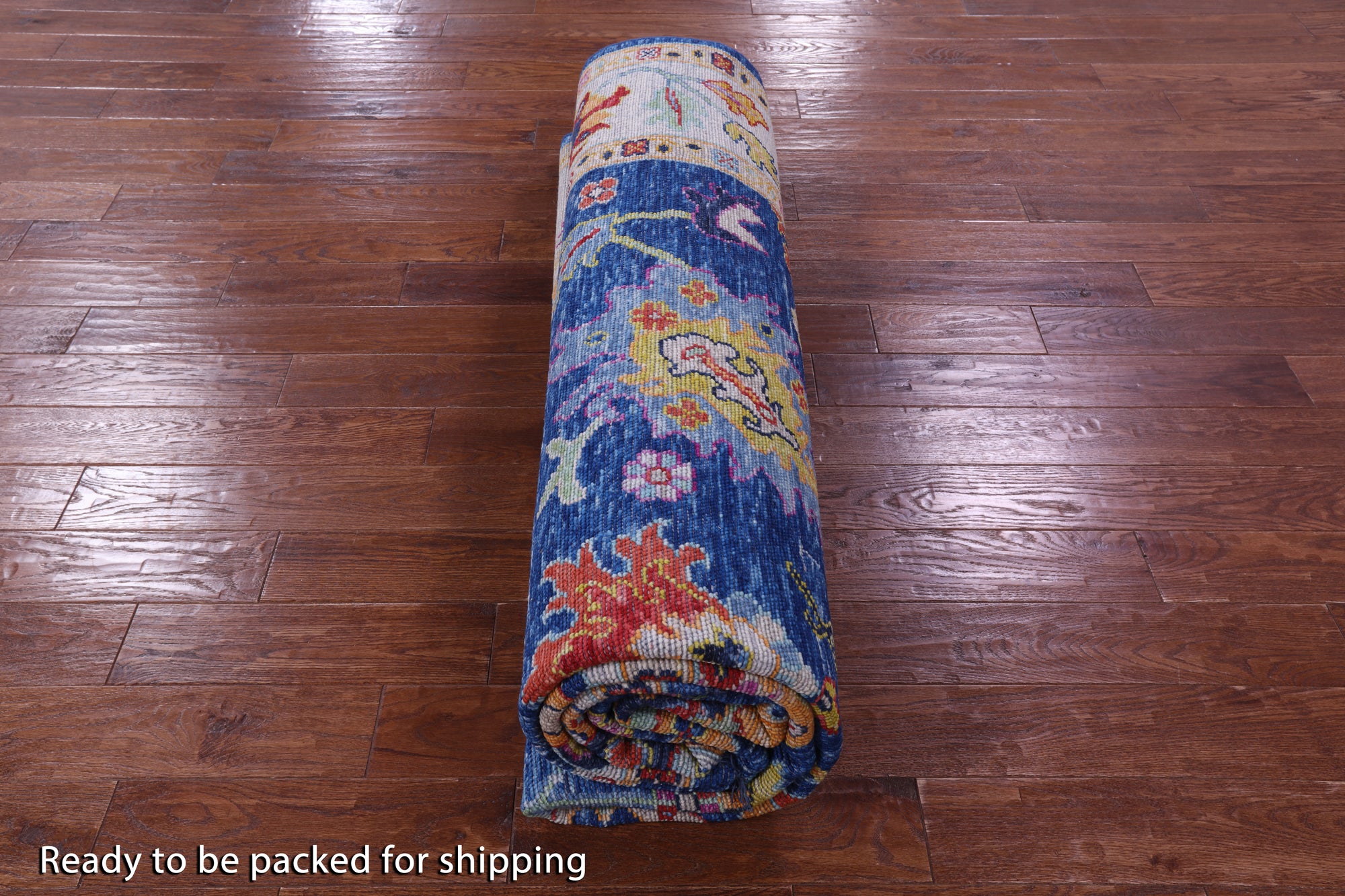 Blue Turkish Oushak Hand Knotted Wool Rug - 9' 5" X 11' 9" - Golden Nile