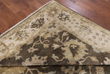 Brown Turkish Oushak Hand Knotted Wool Area Rug - 8' 1" X 9' 7" - Golden Nile