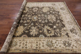 Brown Turkish Oushak Hand Knotted Wool Area Rug - 8' 1" X 9' 7" - Golden Nile