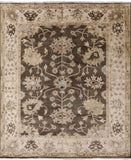 Brown Turkish Oushak Hand Knotted Wool Area Rug - 8' 1" X 9' 7" - Golden Nile