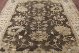 Brown Turkish Oushak Hand Knotted Wool Area Rug - 8' 1" X 9' 7" - Golden Nile