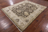 Brown Turkish Oushak Hand Knotted Wool Area Rug - 8' 1" X 9' 7" - Golden Nile