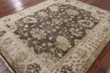 Brown Turkish Oushak Hand Knotted Wool Area Rug - 8' 1" X 9' 7" - Golden Nile