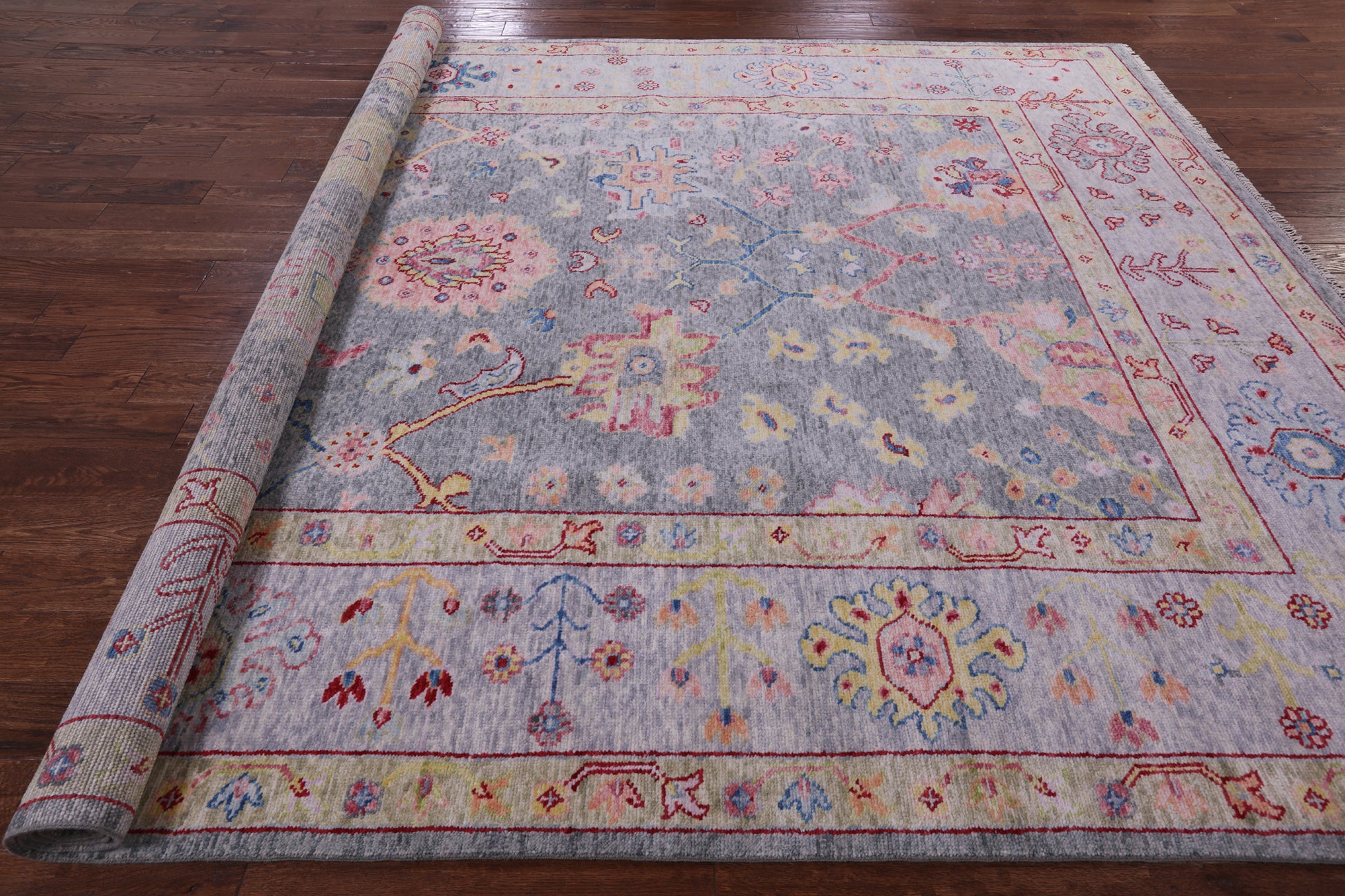 Grey Turkish Oushak Hand Knotted Wool Rug - 8' 11" X 11' 8" - Golden Nile