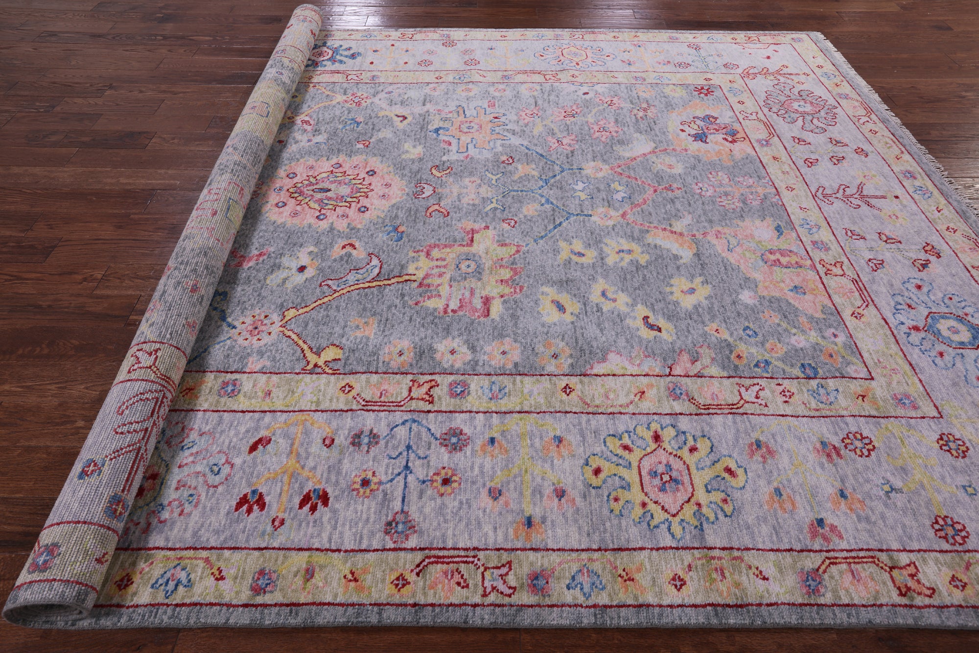 Grey Turkish Oushak Hand Knotted Wool Rug - 8' 11" X 11' 8" - Golden Nile