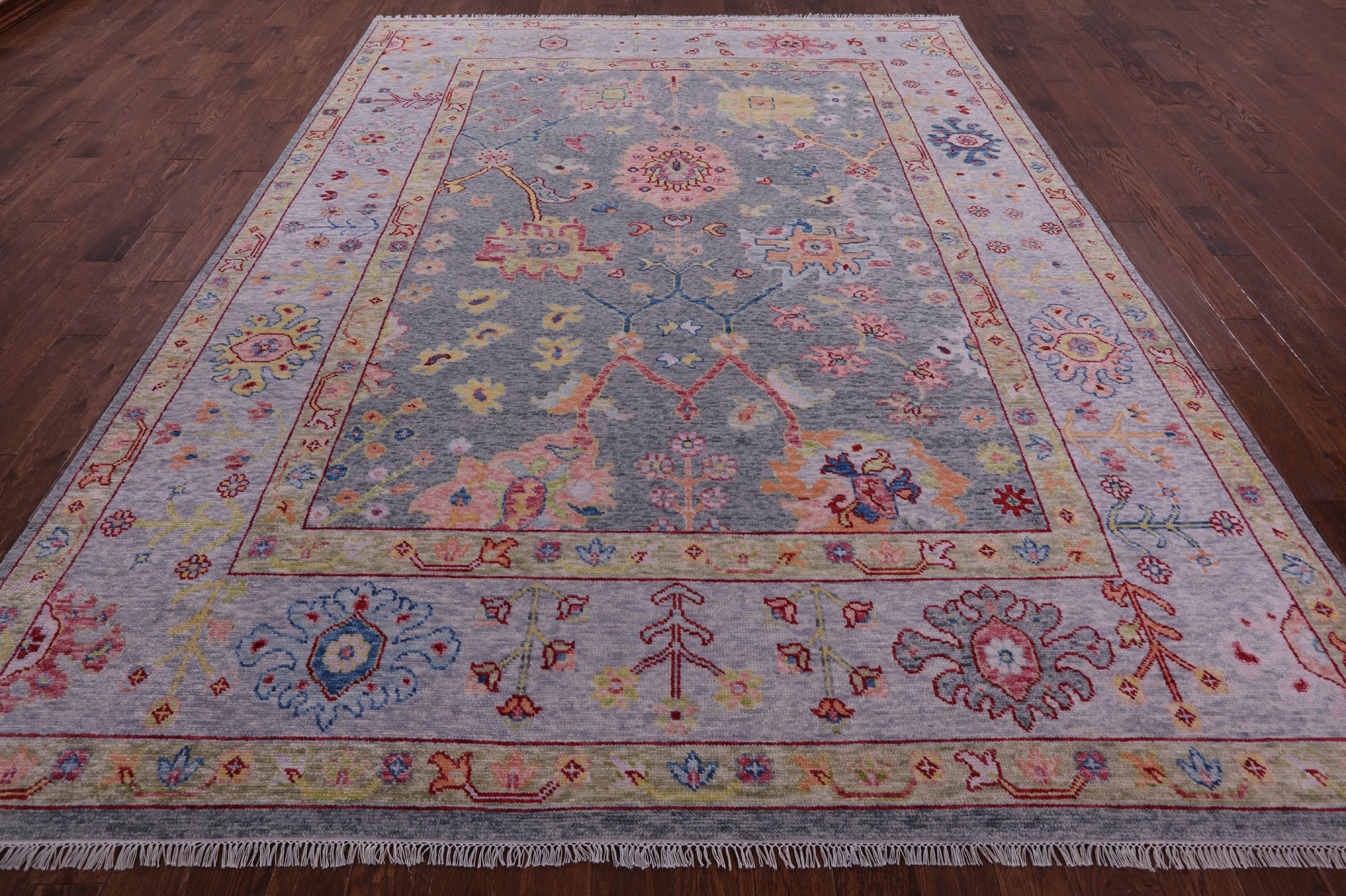 Grey Turkish Oushak Hand Knotted Wool Rug - 8' 11" X 11' 8" - Golden Nile