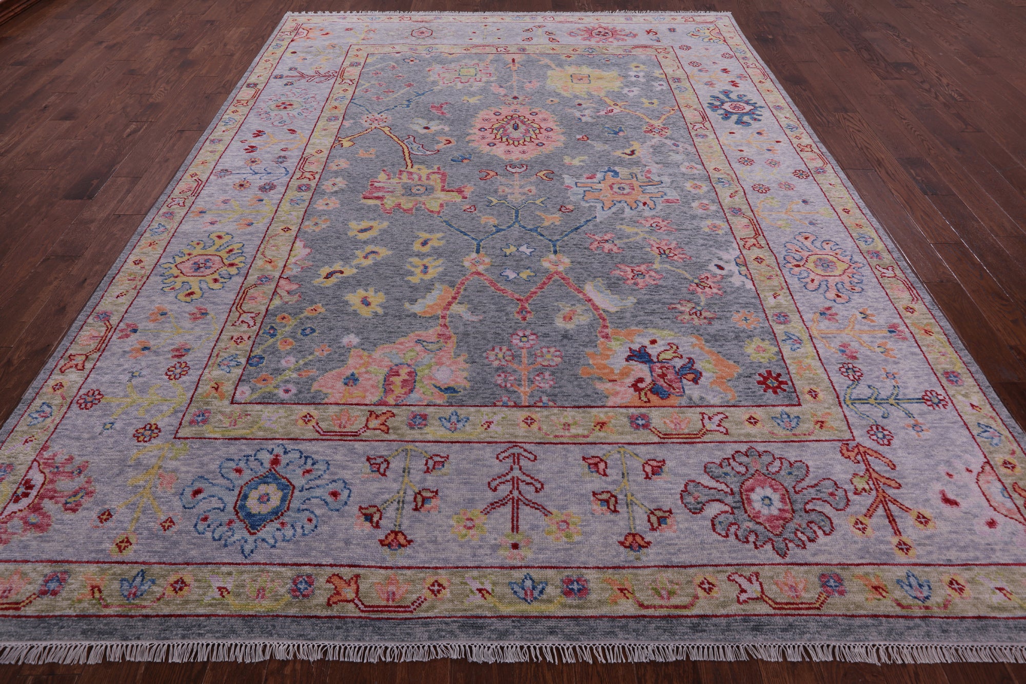 Grey Turkish Oushak Hand Knotted Wool Rug - 8' 11" X 11' 8" - Golden Nile