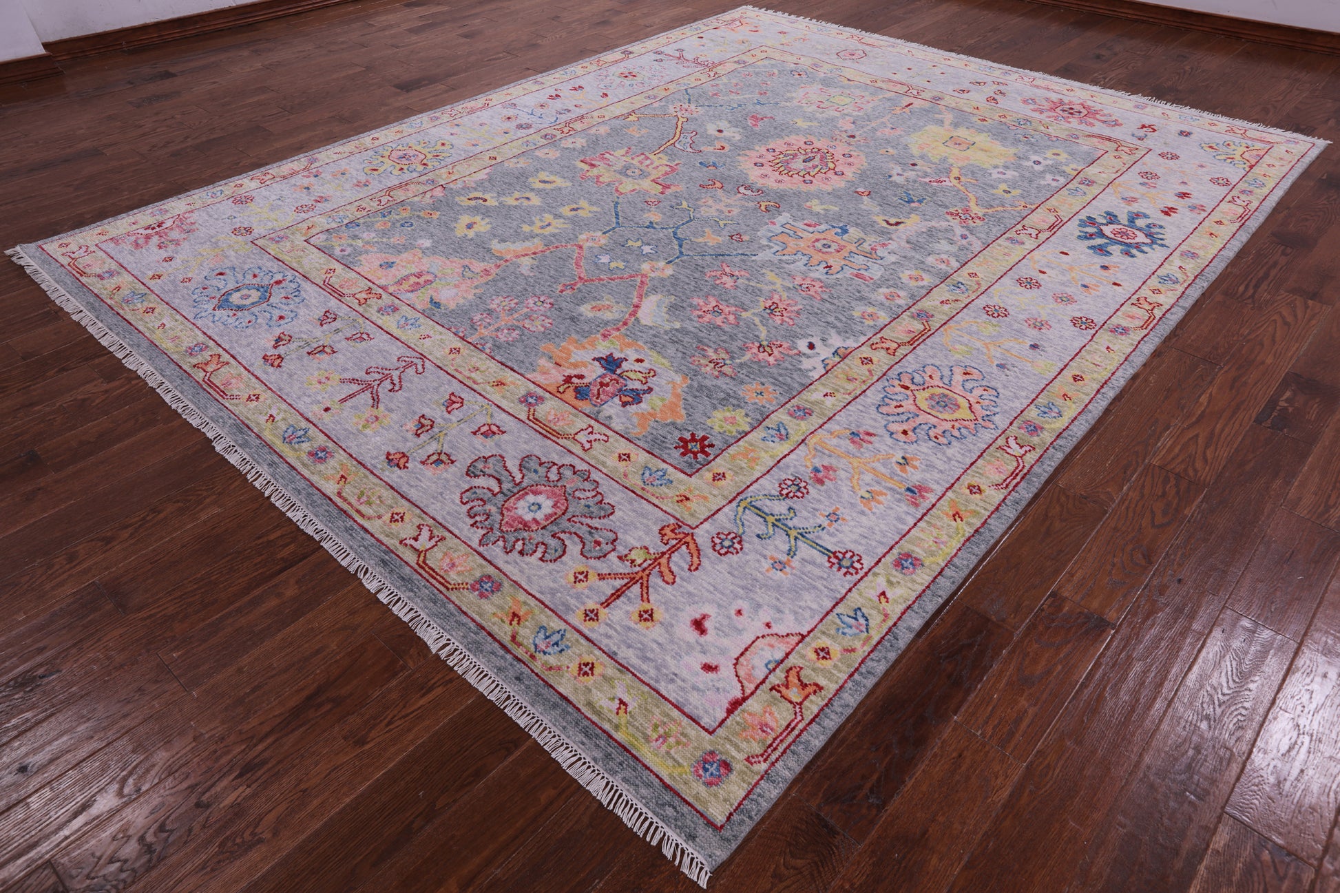 Grey Turkish Oushak Hand Knotted Wool Rug - 8' 11" X 11' 8" - Golden Nile