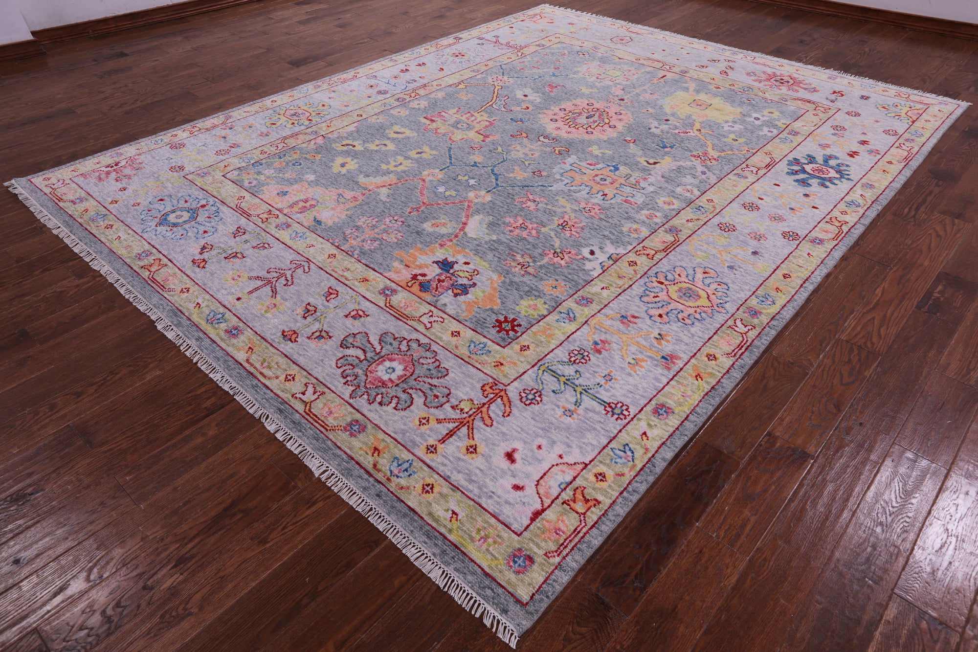 Grey Turkish Oushak Hand Knotted Wool Rug - 8' 11" X 11' 8" - Golden Nile