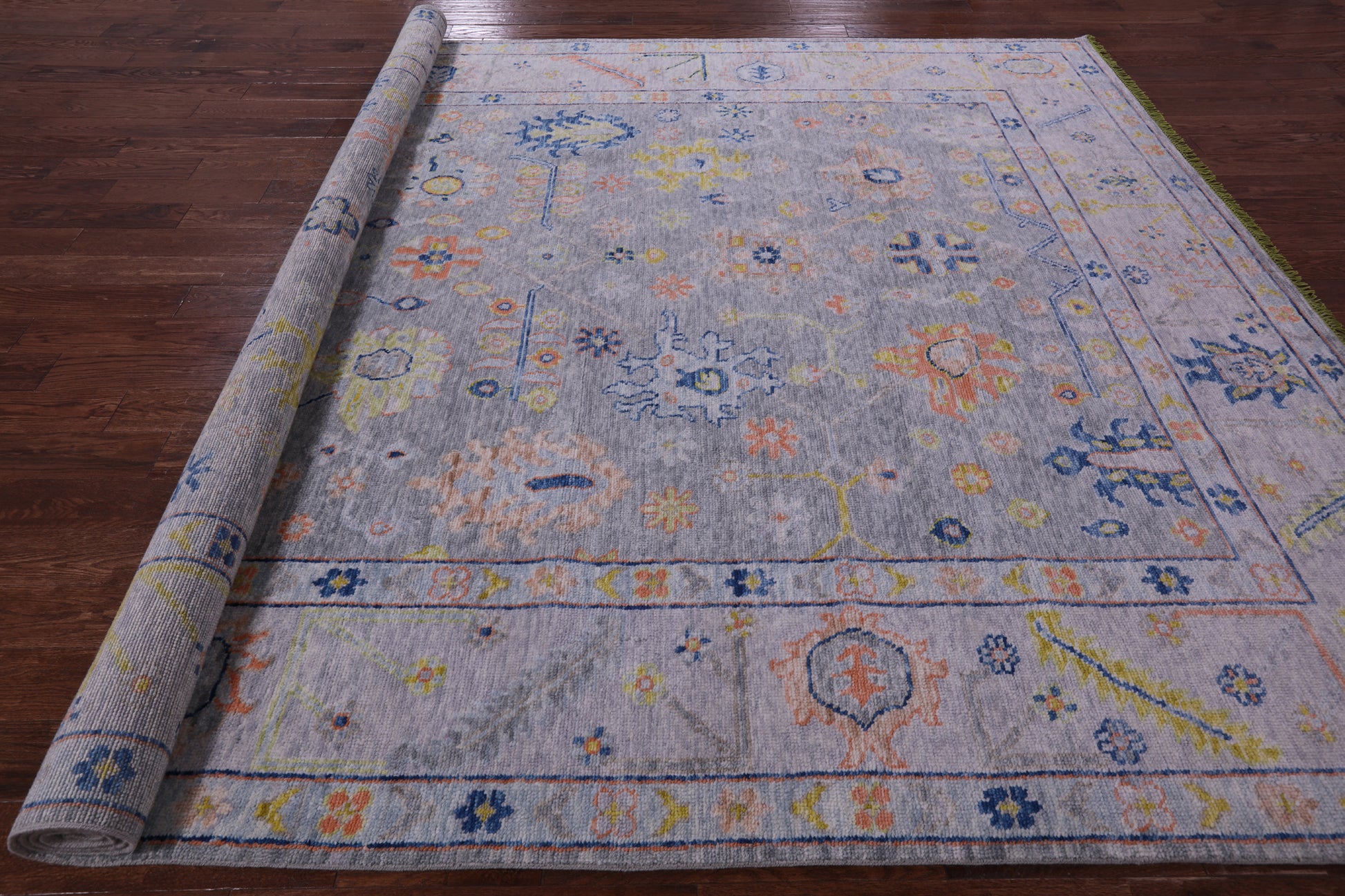 Silver Turkish Oushak Handmade Wool Rug - 9' 5" X 11' 11" - Golden Nile