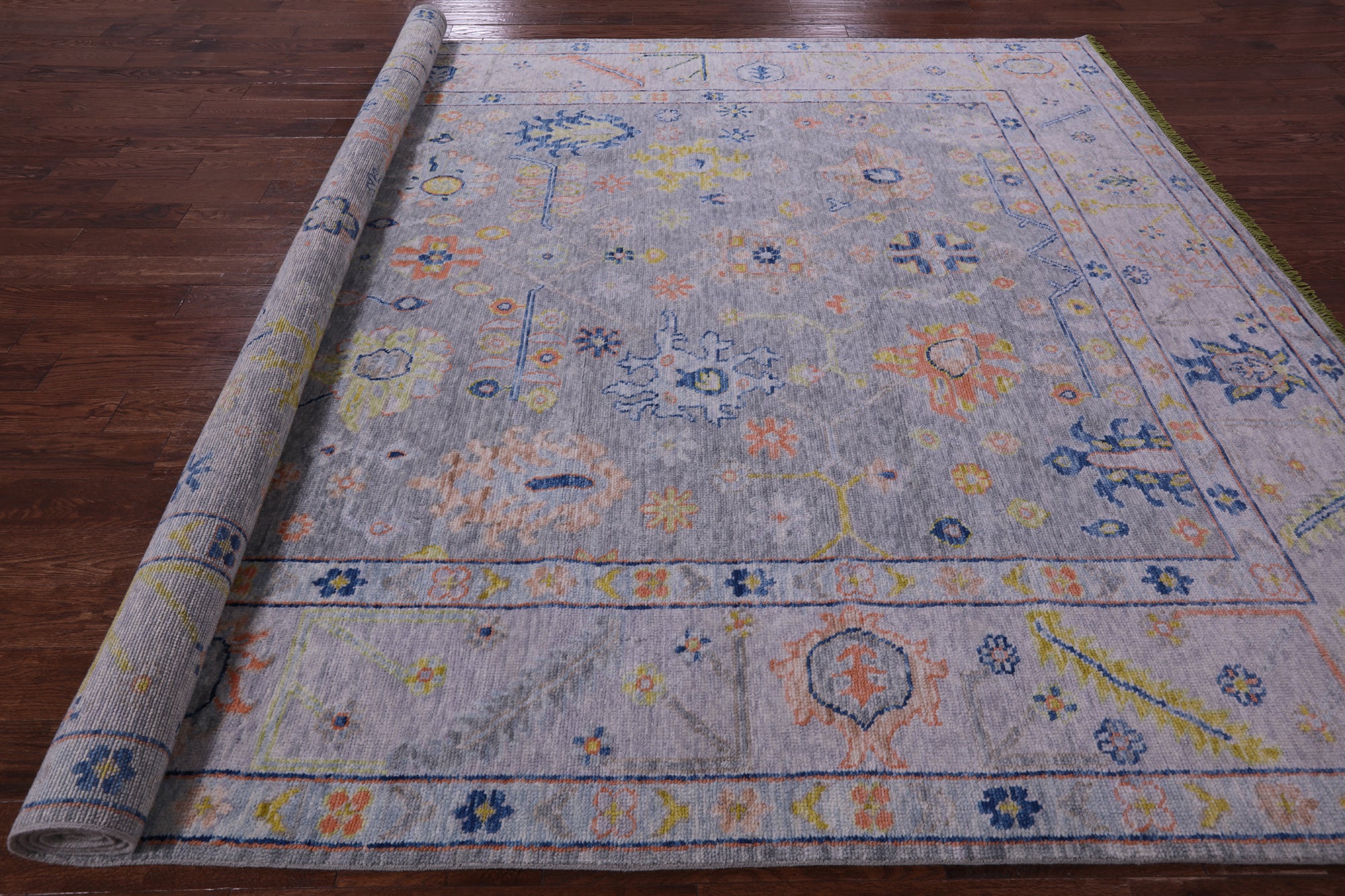 Silver Turkish Oushak Handmade Wool Rug - 9' 5" X 11' 11" - Golden Nile