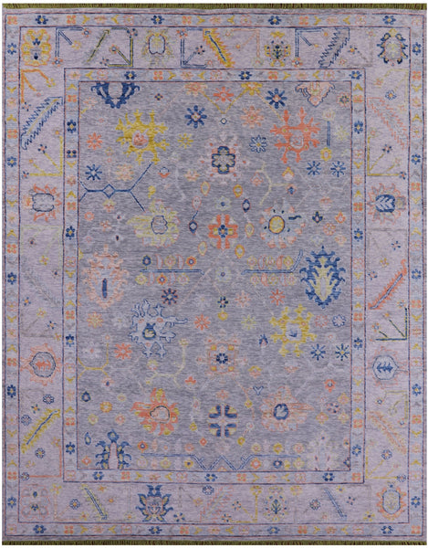 Silver Turkish Oushak Handmade Wool Rug - 9' 5" X 11' 11" - Golden Nile