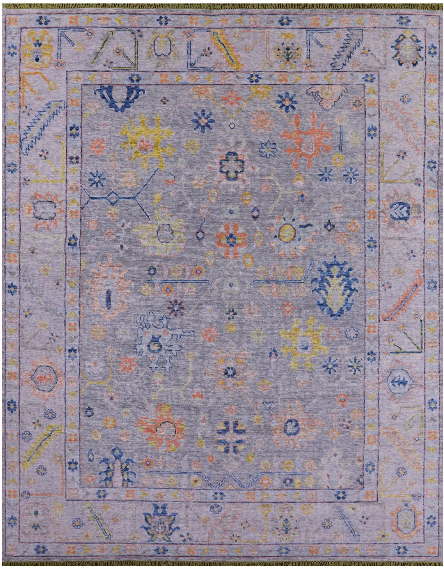 Silver Turkish Oushak Handmade Wool Rug - 9' 5" X 11' 11" - Golden Nile