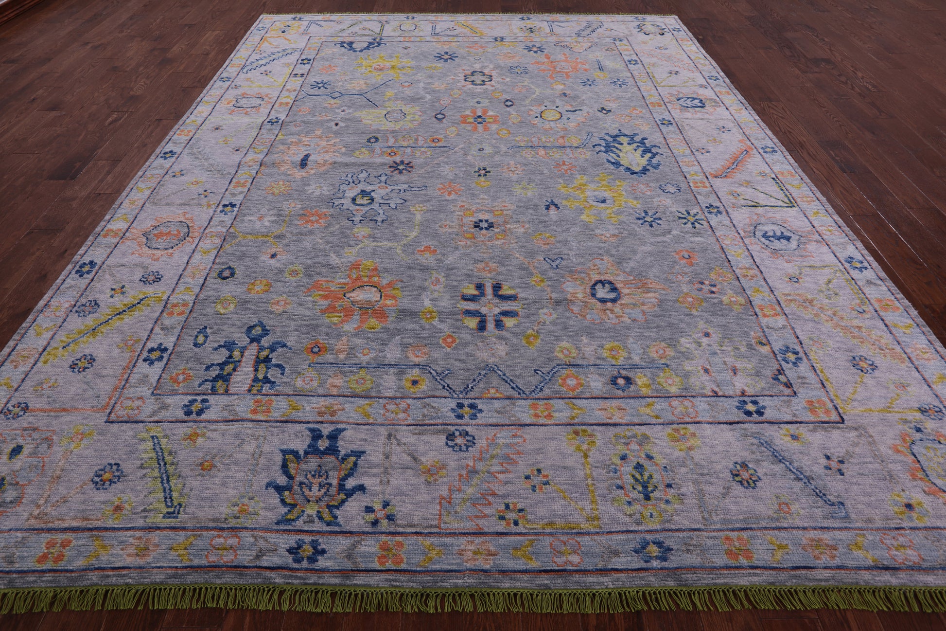 Silver Turkish Oushak Handmade Wool Rug - 9' 5" X 11' 11" - Golden Nile