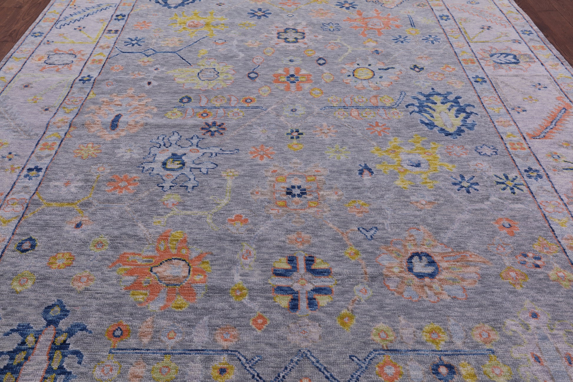 Silver Turkish Oushak Handmade Wool Rug - 9' 5" X 11' 11" - Golden Nile