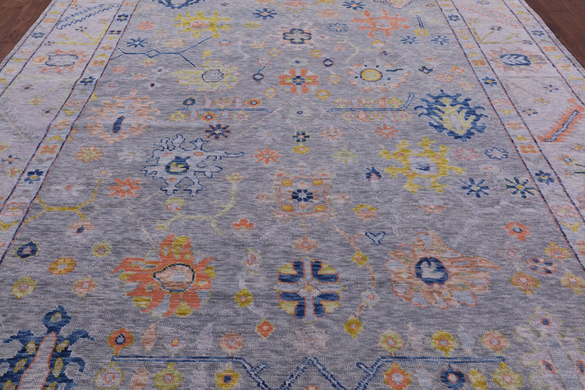 Silver Turkish Oushak Handmade Wool Rug - 9' 5" X 11' 11" - Golden Nile