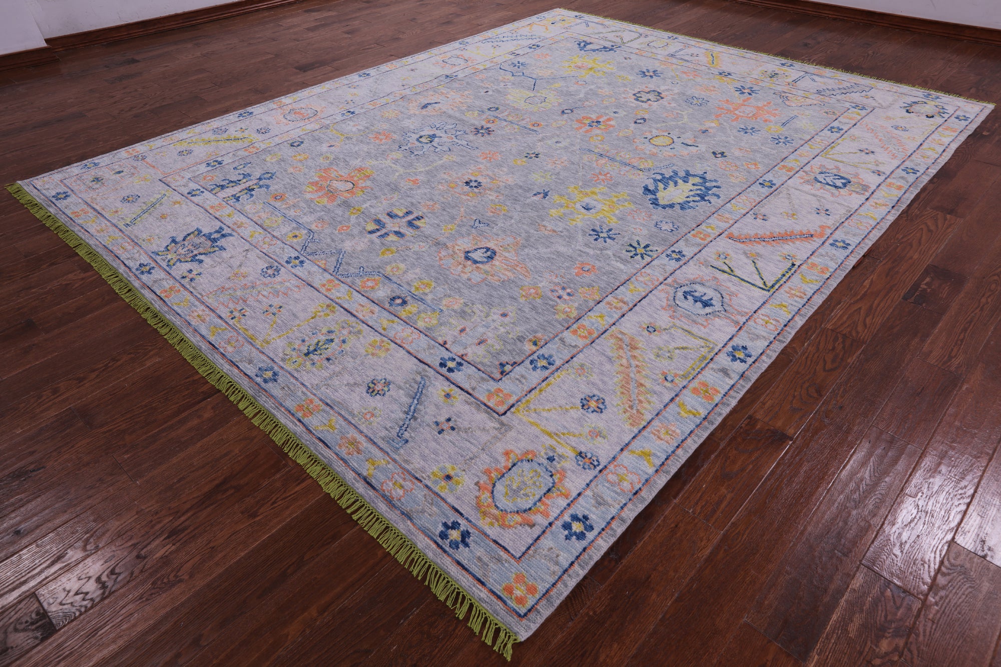 Silver Turkish Oushak Handmade Wool Rug - 9' 5" X 11' 11" - Golden Nile