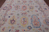 Ivory Turkish Oushak Hand-Knotted Wool Rug - 8' 4" X 10' 2" - Golden Nile