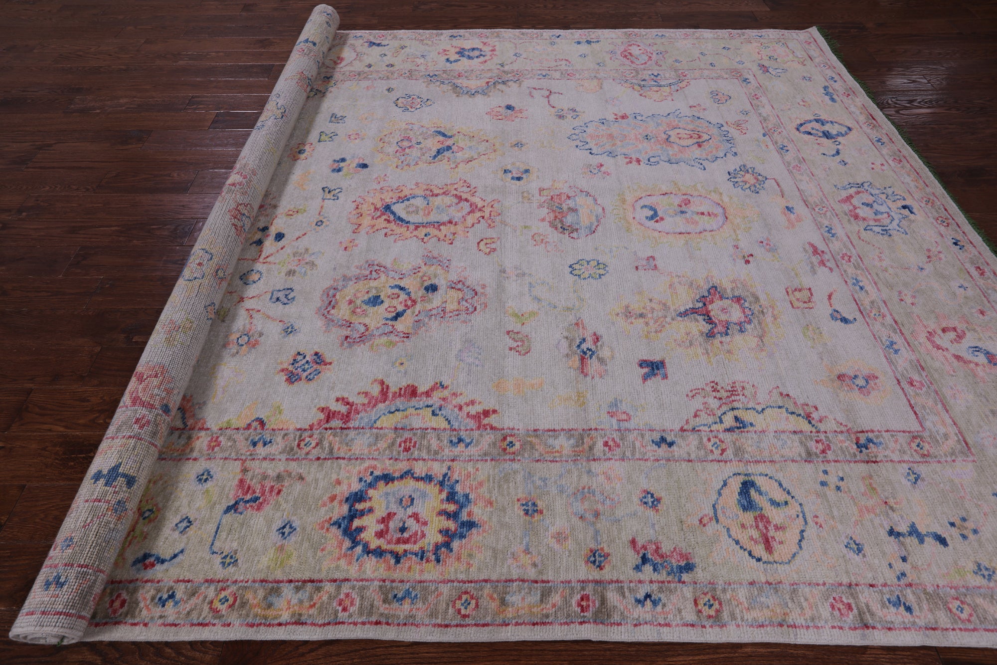 Ivory Turkish Oushak Hand-Knotted Wool Rug - 8' 4" X 10' 2" - Golden Nile