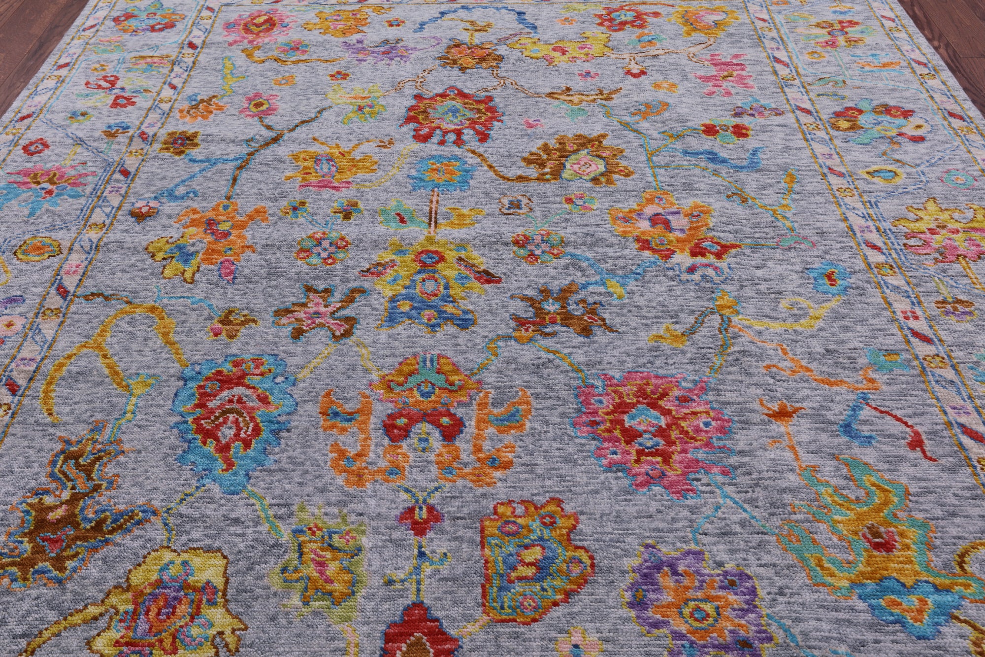Grey Turkish Oushak Hand Knotted Wool Rug - 8' 0" X 9' 9" - Golden Nile