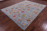 Grey Turkish Oushak Hand Knotted Wool Rug - 8' 0" X 9' 9" - Golden Nile