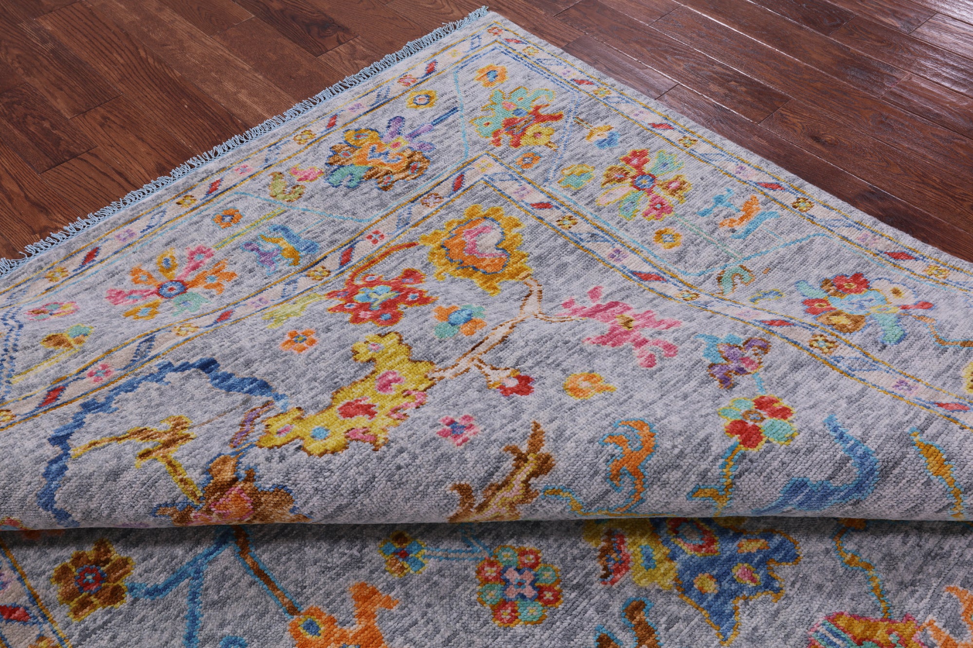 Grey Turkish Oushak Hand Knotted Wool Rug - 8' 0" X 9' 9" - Golden Nile