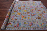 Grey Turkish Oushak Hand Knotted Wool Rug - 8' 0" X 9' 9" - Golden Nile