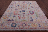 Ivory Turkish Oushak Hand Knotted Wool Rug - 8' 4" X 9' 11" - Golden Nile