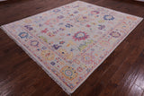 Ivory Turkish Oushak Hand Knotted Wool Rug - 8' 4" X 9' 11" - Golden Nile