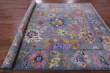 Grey Turkish Oushak Hand Knotted Wool Rug - 8' 1" X 9' 11" - Golden Nile