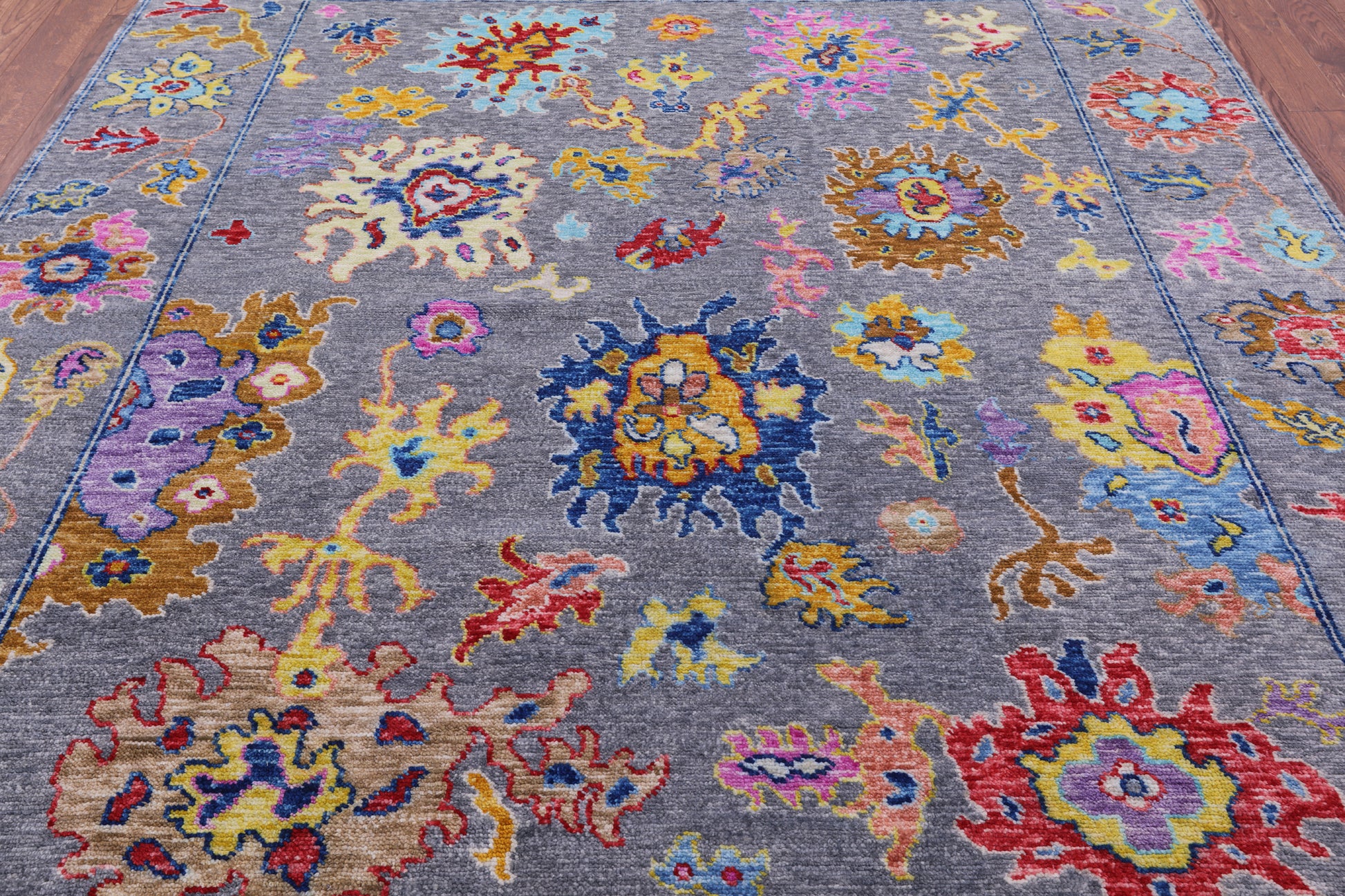 Grey Turkish Oushak Hand Knotted Wool Rug - 8' 1" X 9' 11" - Golden Nile