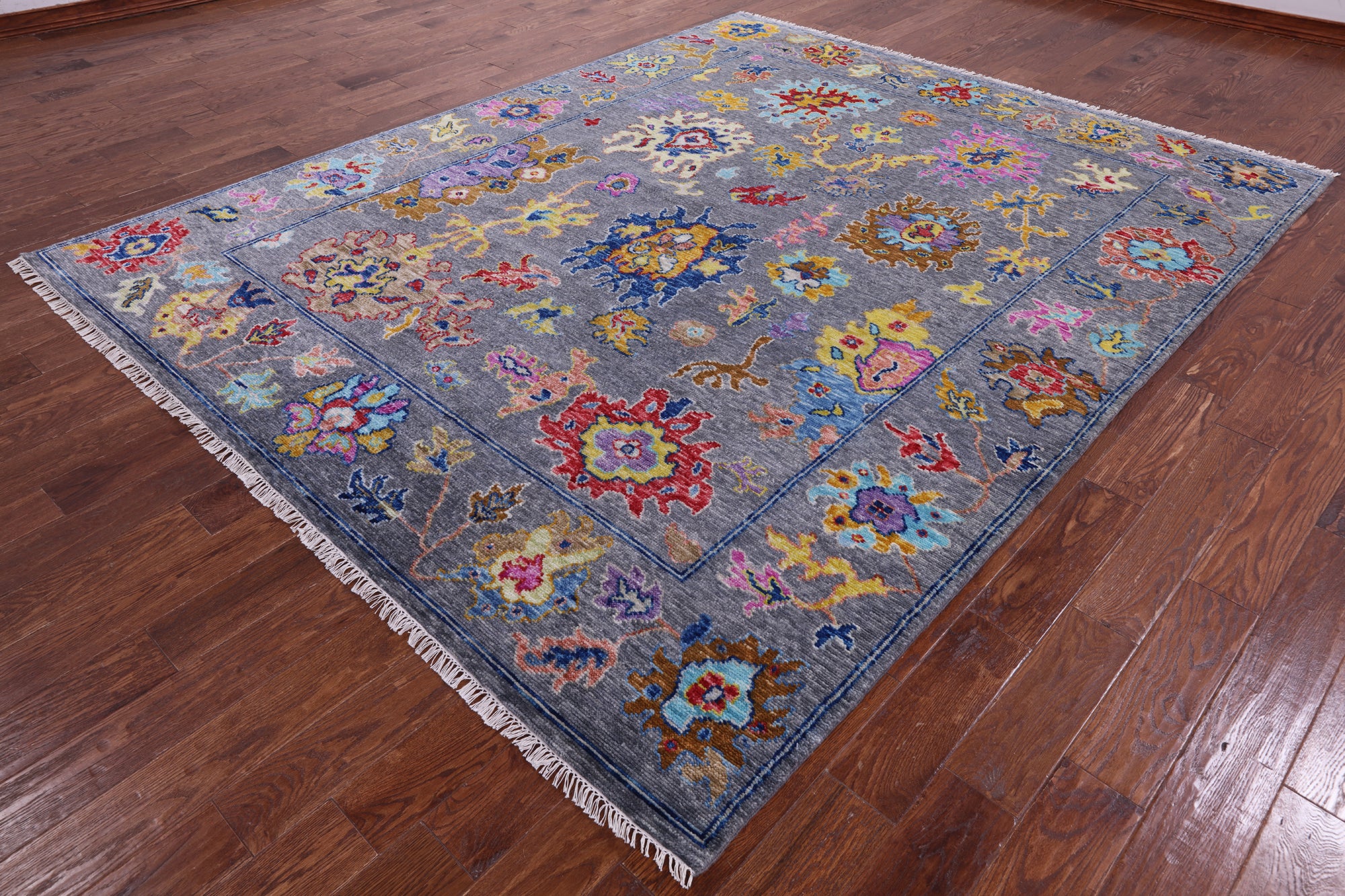 Grey Turkish Oushak Hand Knotted Wool Rug - 8' 1" X 9' 11" - Golden Nile