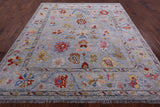 Grey Turkish Oushak Hand Knotted Wool Rug - 8' 4" X 9' 9" - Golden Nile