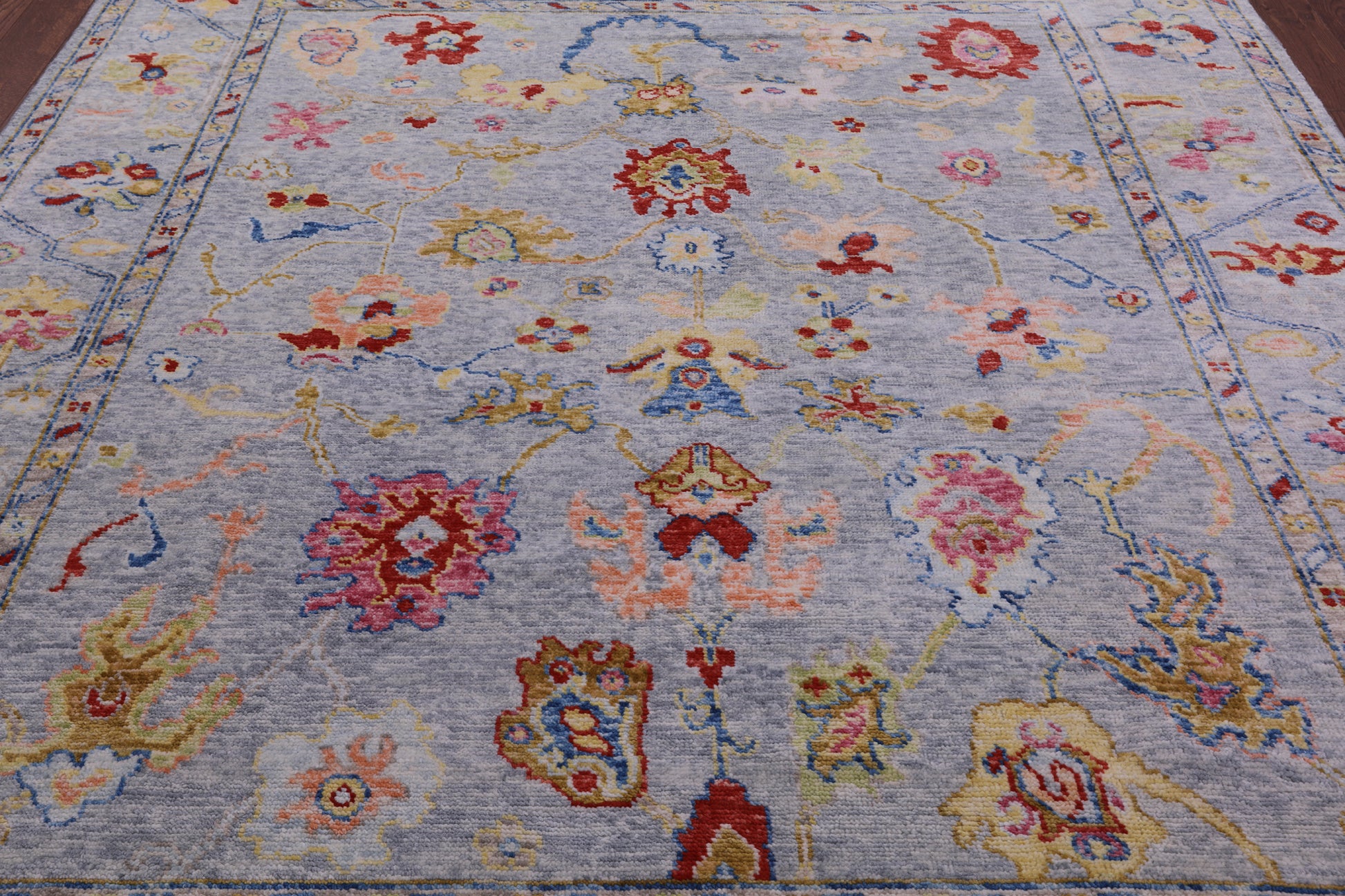 Grey Turkish Oushak Hand Knotted Wool Rug - 8' 4" X 9' 9" - Golden Nile