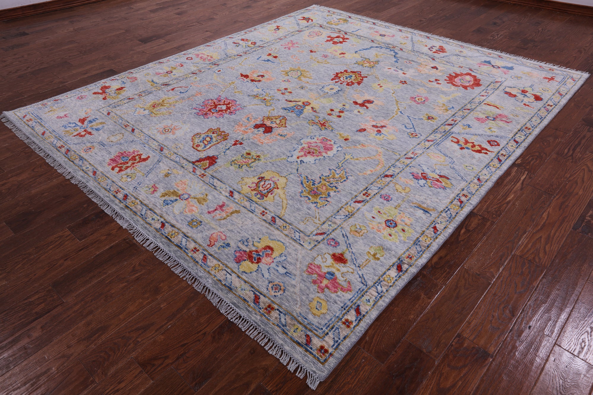 Grey Turkish Oushak Hand Knotted Wool Rug - 8' 4" X 9' 9" - Golden Nile